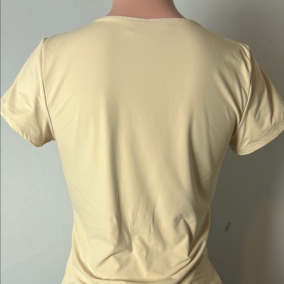 Qinsen Empire Vneck Crop Top Women’s Stretch Short Sleeve Nylon Size XL - Picture 6 of 9